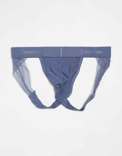 Calvin Klein Sculpt Lace Jock Strap In Grey