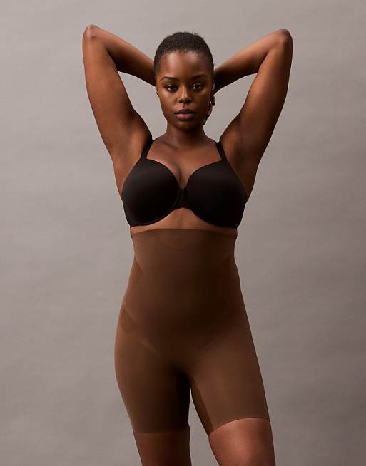 Calvin Klein Shapewear firm sculpted stay put stretch tummy shorts in brown