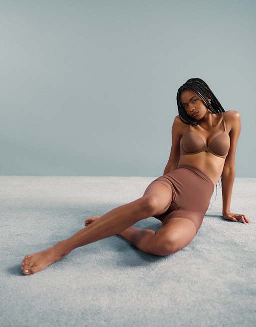Calvin Klein Shapewear Sculpted Stay Put Mesh Shorts In Brown