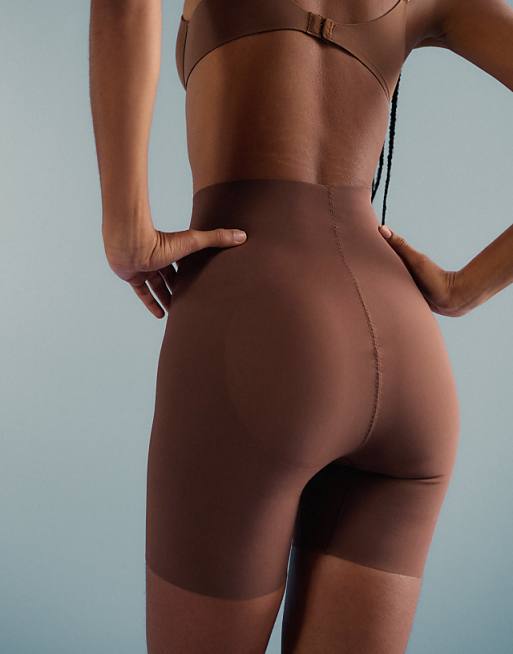 Calvin Klein Shapewear Sculpted Stay Put Mesh Shorts In Brown