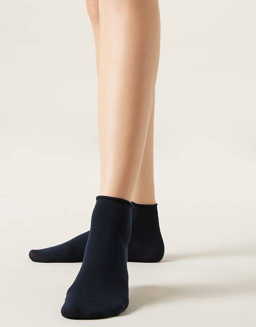 Calzedonia Cotton bandless short socks in blue