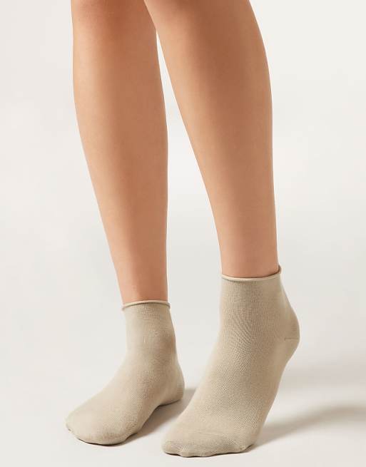 Calzedonia Cotton bandless short socks in grey