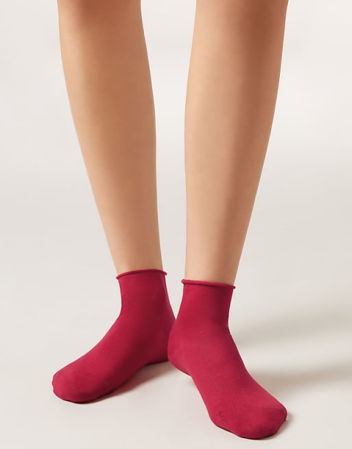 Calzedonia Cotton bandless short socks in intense red