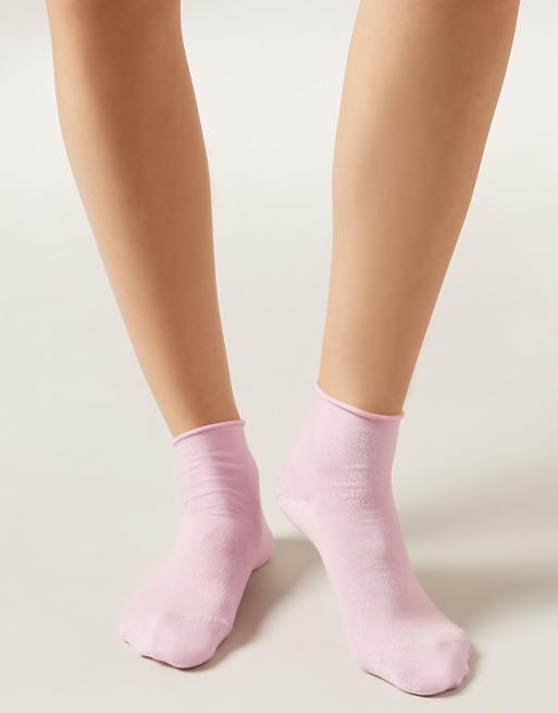 Calzedonia Cotton bandless short socks in intense pink