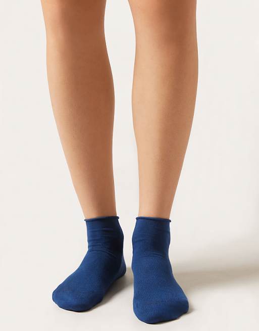 Calzedonia Cotton bandless short socks in light blue