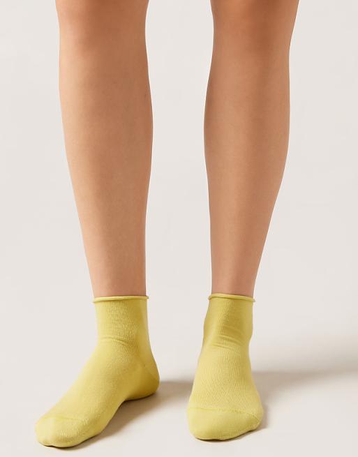 Calzedonia Cotton bandless short socks in light lime green