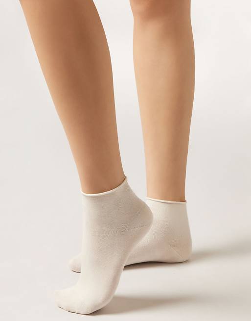 Calzedonia Cotton bandless short socks in vintage white