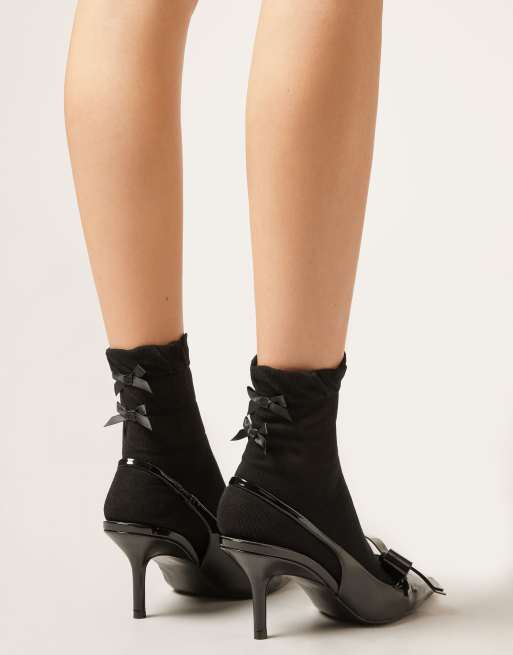 Calzedonia Gathered Bow Socks In Black