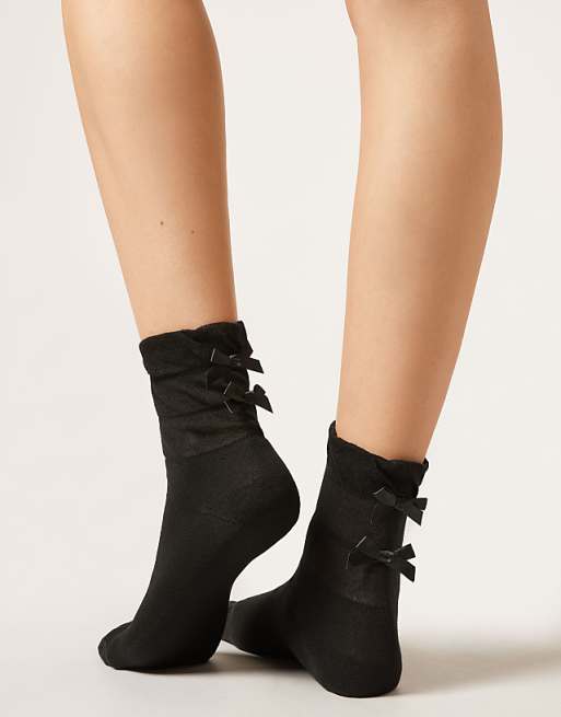 Calzedonia Gathered bow socks in black