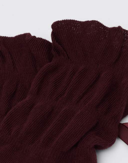 Calzedonia Gathered Bow Socks In Bordeaux