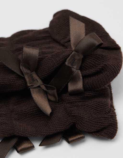 Calzedonia Gathered Bow Socks In Brown