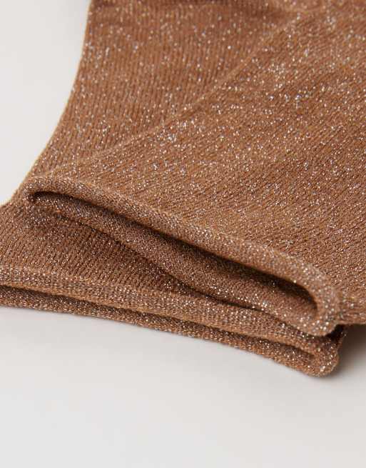 Calzedonia Glitter Socks In Natural Brown Biscotto