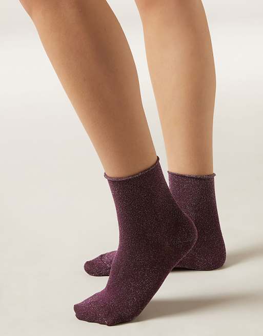 Calzedonia Glitter socks in violet plum