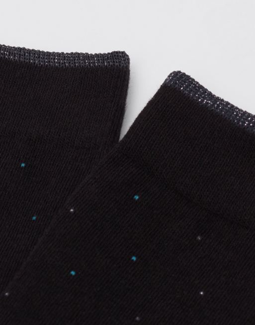 Calzedonia Long Patterned Socks In Black Micro Polka Dot