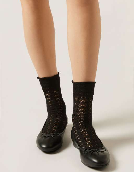 Calzedonia Openwork Socks In Black