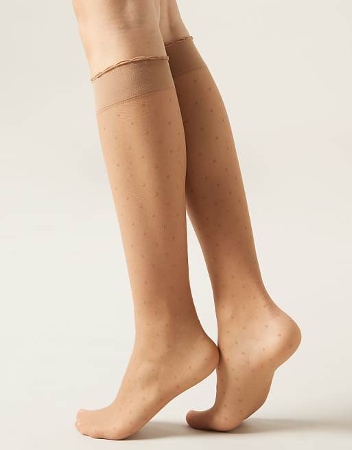 Calzedonia Patterned knee-high socks in beige 6 polka dots