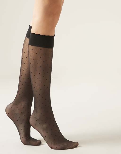 Calzedonia Patterned knee-high socks in black polka dot