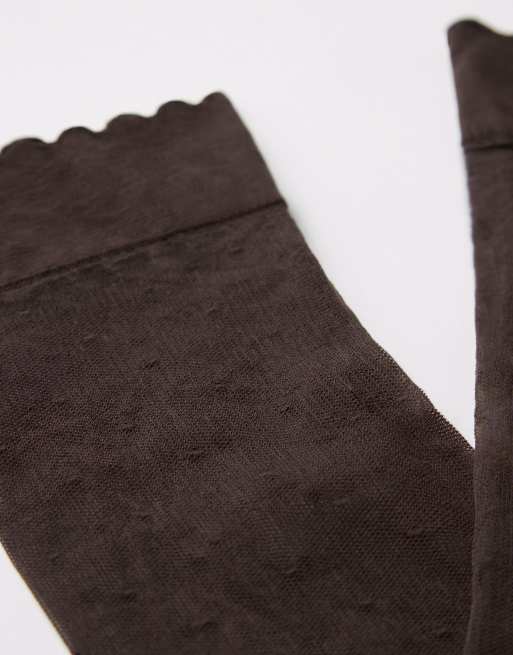 Calzedonia Patterned Knee-high Socks In Dark Brown Polka Dot