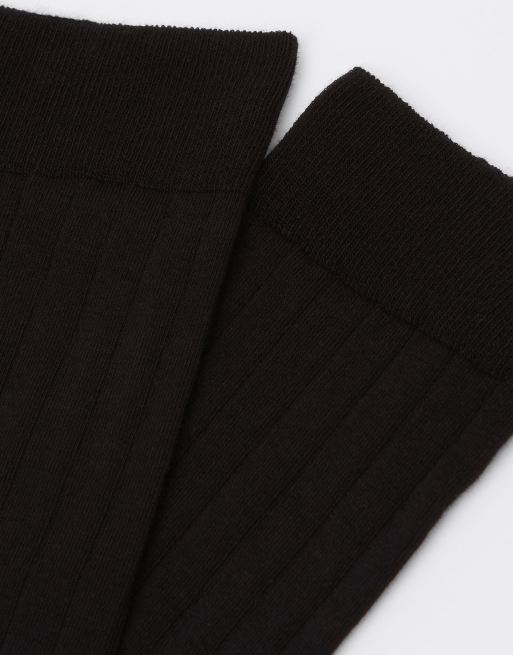 Calzedonia Ribbed Mid-calf Socks In Black