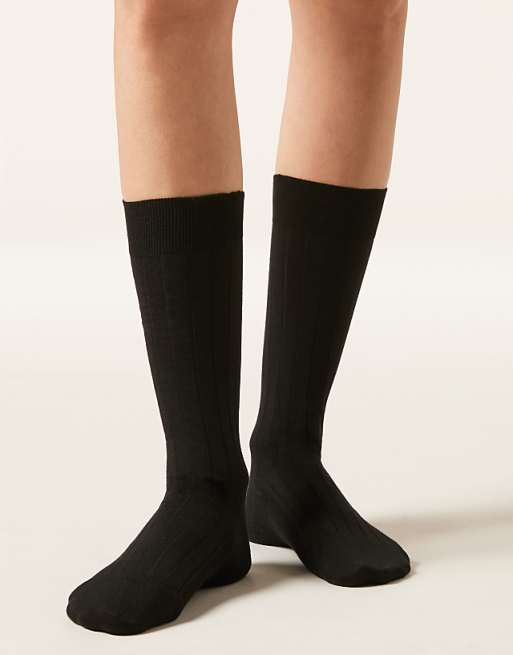 Calzedonia Ribbed mid-calf socks in black