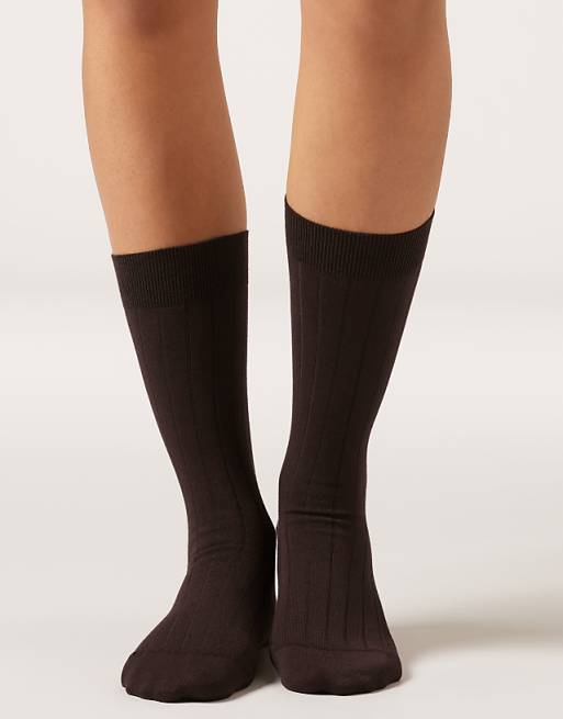 Calzedonia Ribbed mid-calf socks in brown