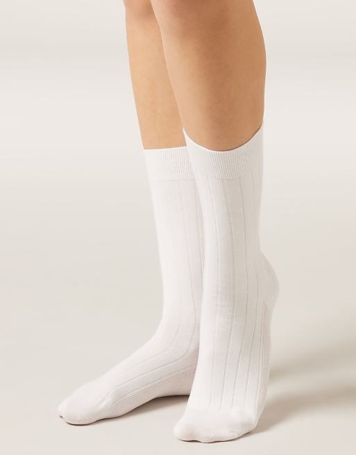 Calzedonia Ribbed mid-calf socks in white