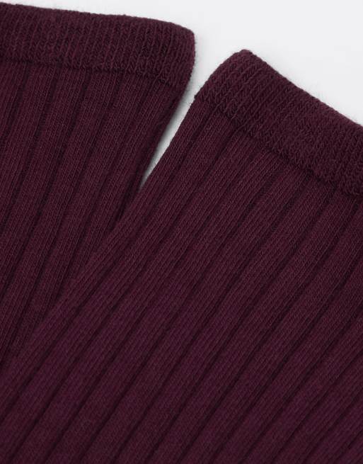 Calzedonia Ribbed Short Socks In Bordeaux