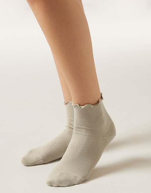Calzedonia Ribbed socks in natural beige sand