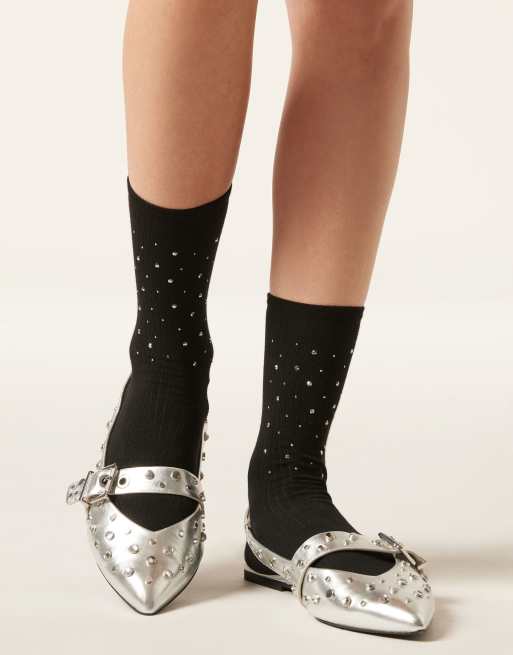Calzedonia Stud Detail Socks In Black