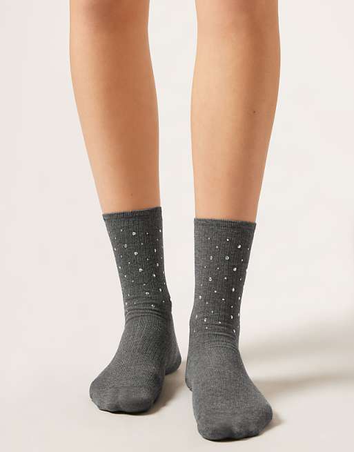 Calzedonia Stud detail socks in gery melange