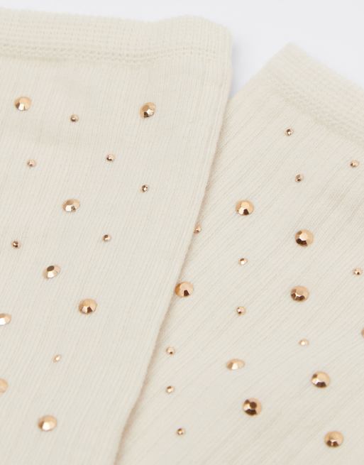 Calzedonia Stud Detail Socks In Vintage White