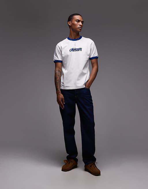 Carhartt WIP Connection Script Ringer T-shirt In White