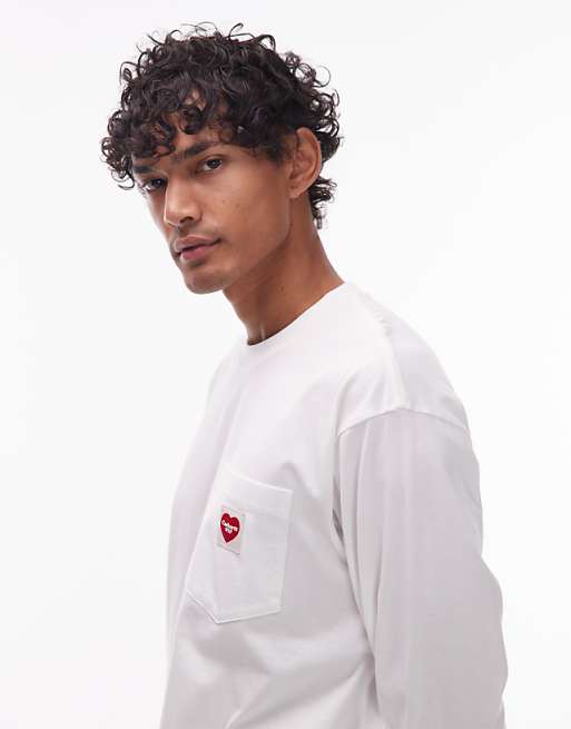 Carhartt WIP Pocket Heart Long Sleeve Loose Fit T-shirt In White