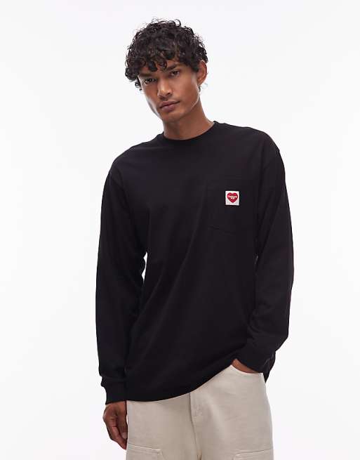 Carhartt WIP pocket heart long sleeve loose fit t-shirt in black