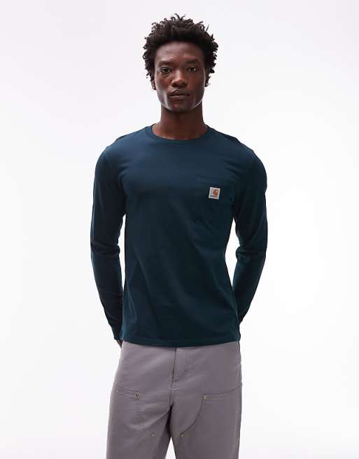 Carhartt WIP pocket long sleeve t-shirt in dark green
