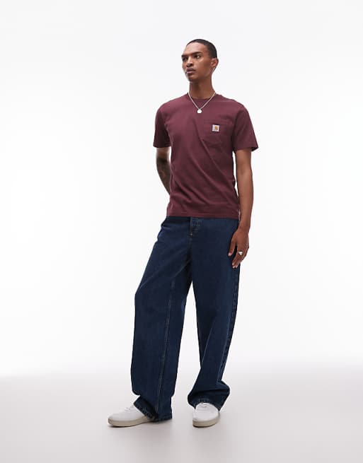 Carhartt WIP Pocket T-shirt In Burgundy