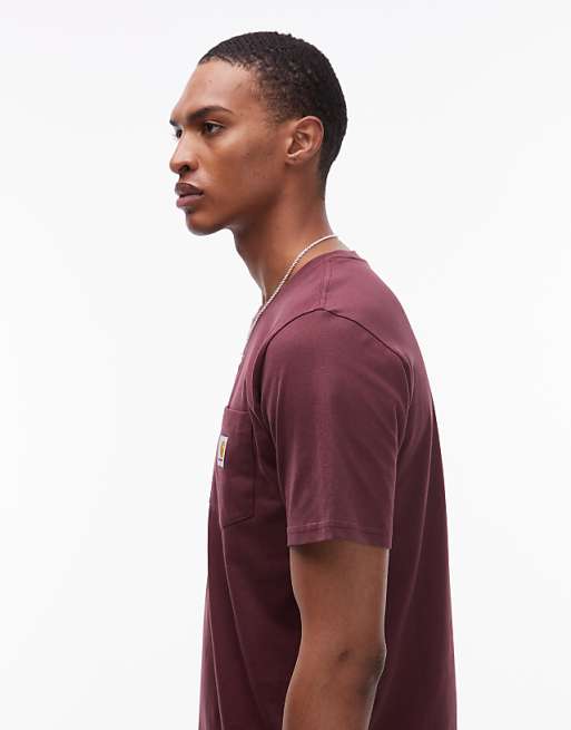 Carhartt WIP Pocket T-shirt In Burgundy