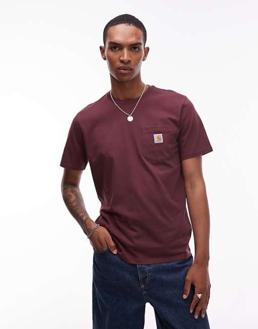 Carhartt WIP pocket t-shirt in burgundy