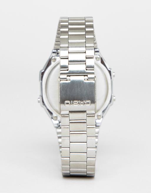 Casio A168W Digital Bracelet Watch In Silver/Black Mirror