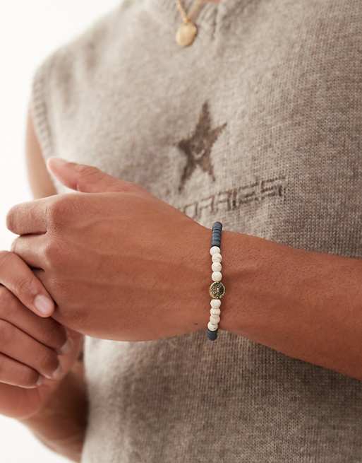 Classics 77 beaded bracelet in neutral and navy blue