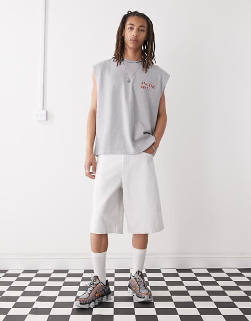 COLLUSION Atheltic Varsity Tank Vest In Grey With Red Print
