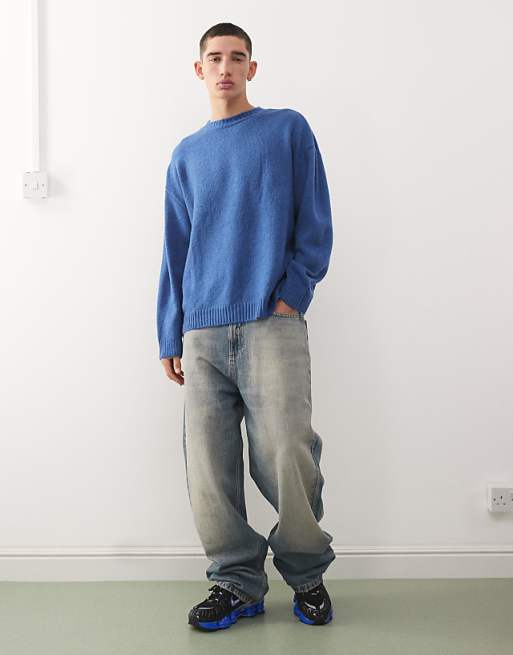 COLLUSION Boxy Knitted Sweat In Blue