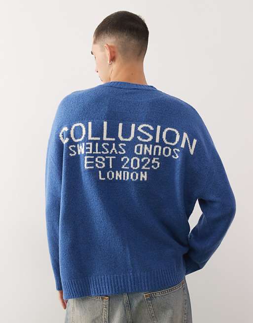 COLLUSION Boxy knitted sweat in blue