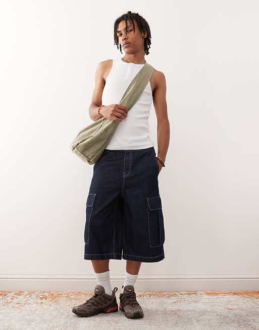 COLLUSION Henley Muscle Vest In White