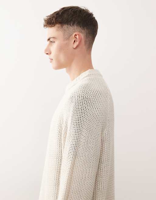 COLLUSION Knitted Boxy Sweater Jumper In Ecru