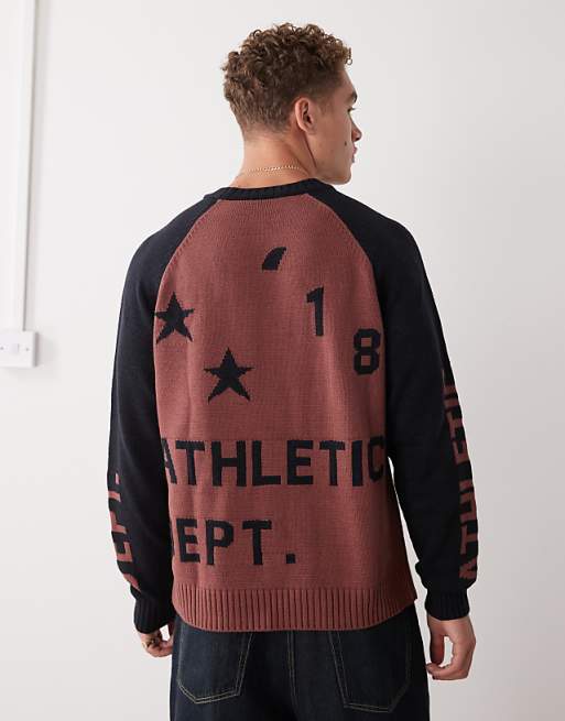 COLLUSION Knitted sweater with athletic print