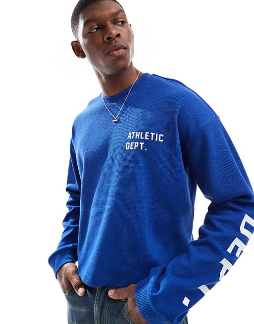 COLLUSION Long Sleeve Skater Fit T-shirt With Athletic Print In Blue