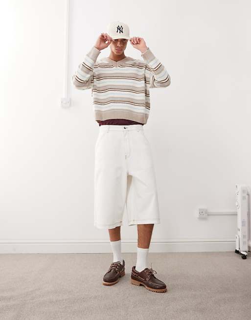 COLLUSION low rise baggy jort in ecru