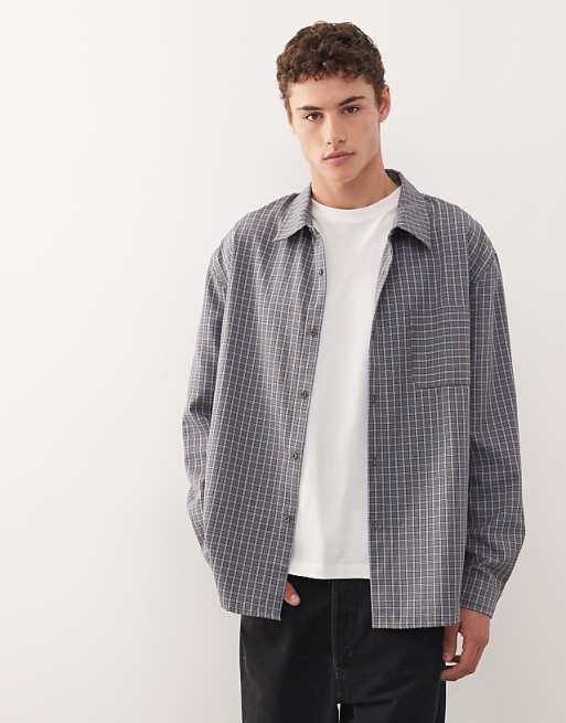COLLUSION Oversized Long Sleeve Shirt In Blue Check