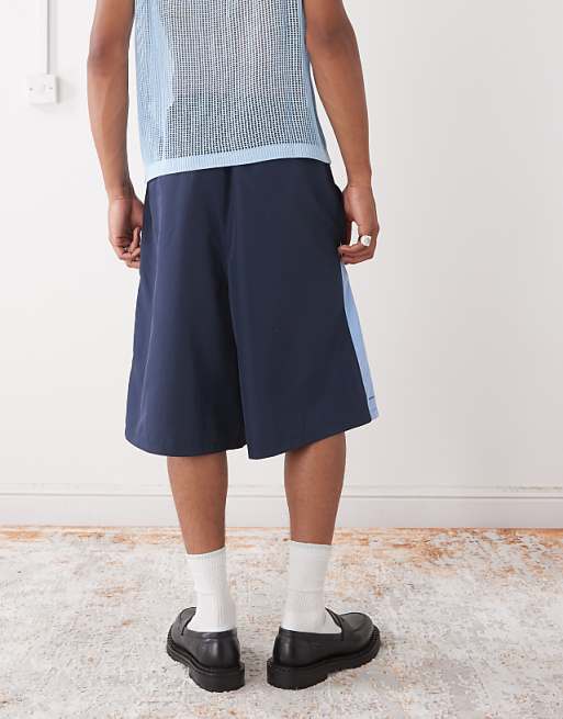 COLLUSION Panelled Football Style Shorts In Blue